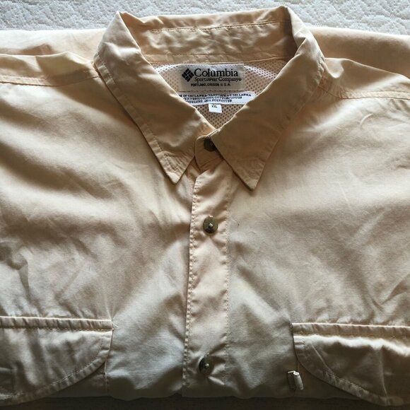 Columbia Shirt Mens Size 2XL PFG Performance Fishing Gear, Soft Yellow, Vented - Picture 1 of 10